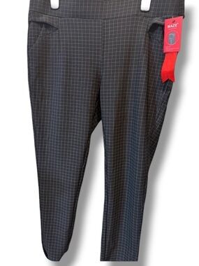 Maze Collection Women’s Striped Slimming Black Pants NWT